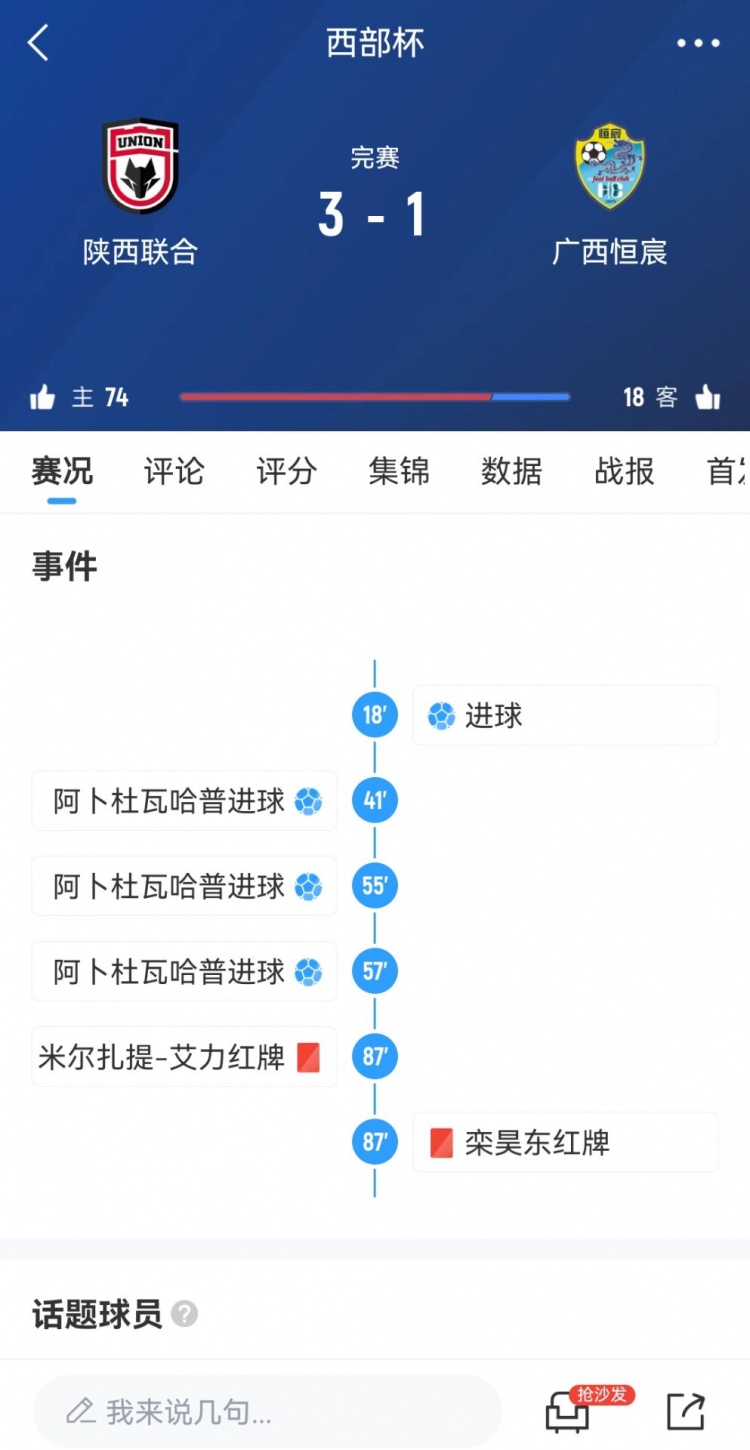 陜西聯(lián)合3-1擊敗廣西恒宸，三戰(zhàn)全勝奪得首屆西部杯冠軍