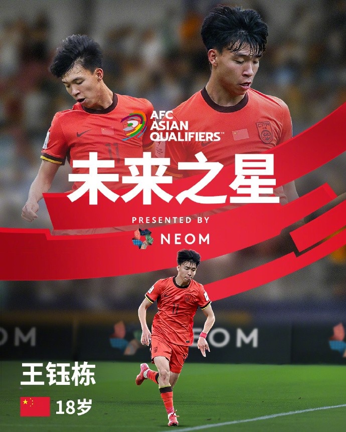 亞洲杯官方社媒發(fā)布王鈺棟個(gè)人海報(bào)：青年軍的旗幟，飄揚(yáng)在前哨